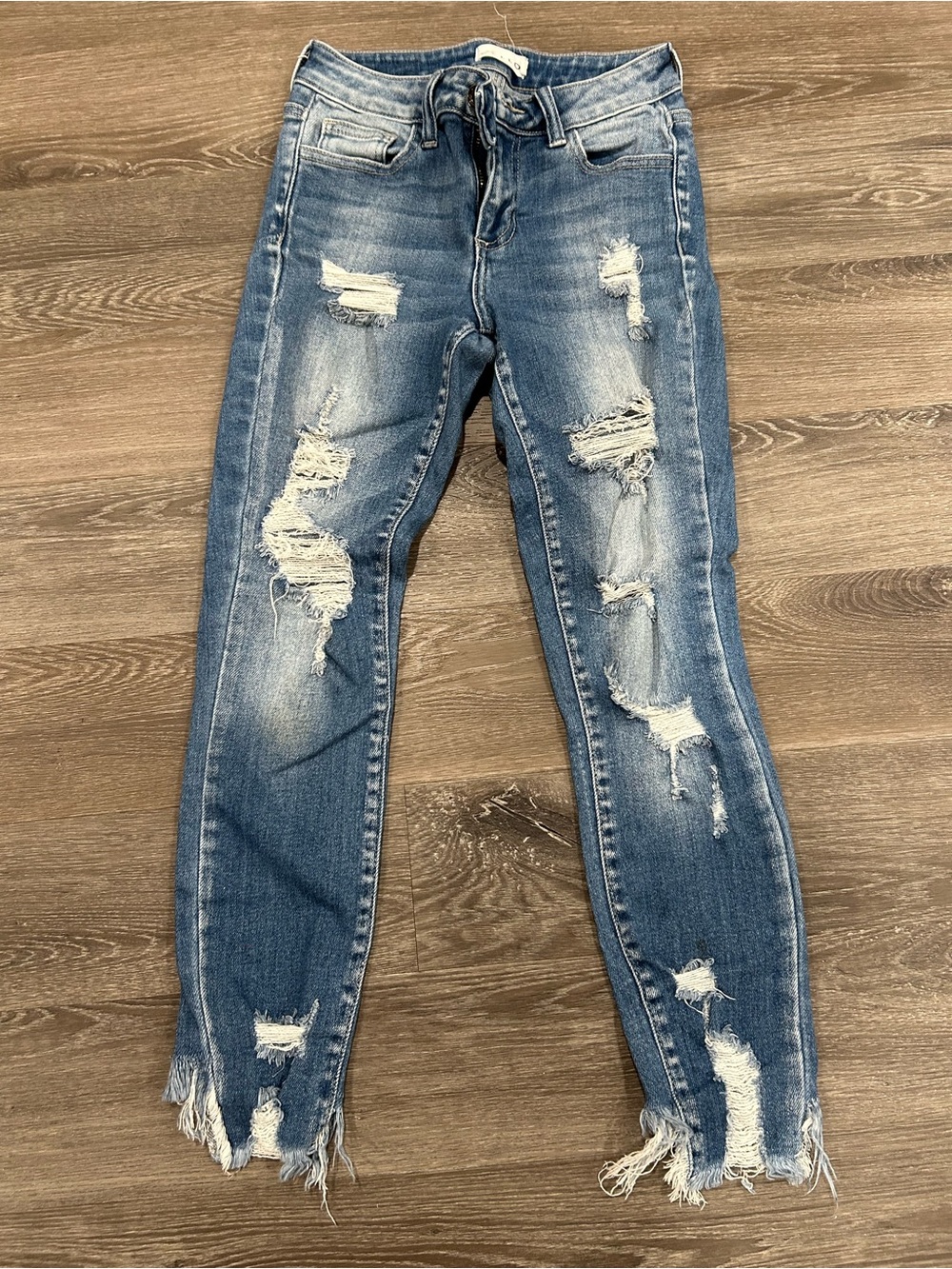 Cello Women's Blue Ripped Skinny Jeans